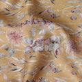 Elegant Blended Cotton Lawn Fabric - Mustard Yellow with Pink Floral Pattern, 140 cms Width-D19158 Regal Fabrics