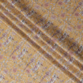 Elegant Blended Cotton Lawn Fabric - Mustard Yellow with Pink Floral Pattern, 140 cms Width-D19158 Regal Fabrics