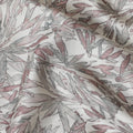Sophisticated Blended Cotton Lawn Fabric - White with Red and Grey Leaf Print, 140 cms Width-D19159 Regal Fabrics
