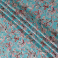 Vibrant Turquoise Blended Cotton Lawn Fabric - Pink Floral Pattern, 140 cms Width-D19161 Regal Fabrics