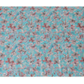 Vibrant Turquoise Blended Cotton Lawn Fabric - Pink Floral Pattern, 140 cms Width-D19161 Regal Fabrics