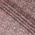 Rustic Red Blended Cotton Lawn Fabric - Classic Floral and Bird Print, 140 cms Width-D19168