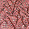 Vibrant Red Geometric Blended Cotton Lawn Fabric - Modern Print, 140 cms Width-D19170