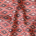 Vibrant Red Geometric Blended Cotton Lawn Fabric - Modern Print, 140 cms Width-D19170