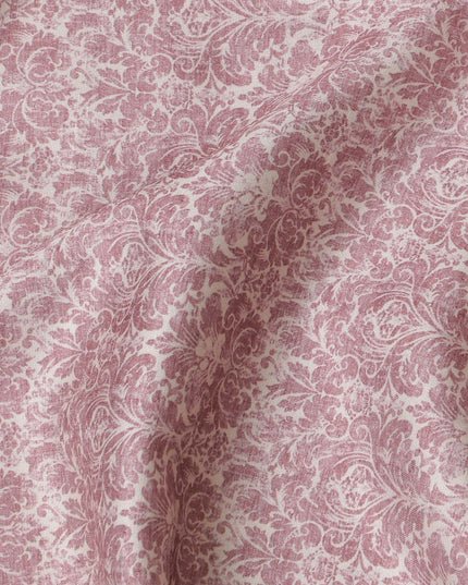 Soft Pink Blended Cotton Lawn Fabric - Delicate Floral Print, 140 cms Width-D19173