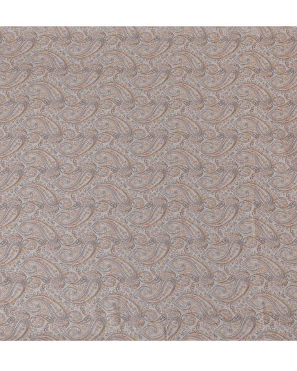 Elegant Grey Paisley Blended Cotton Lawn Fabric - Classic Design, 140 cms Width-D19176