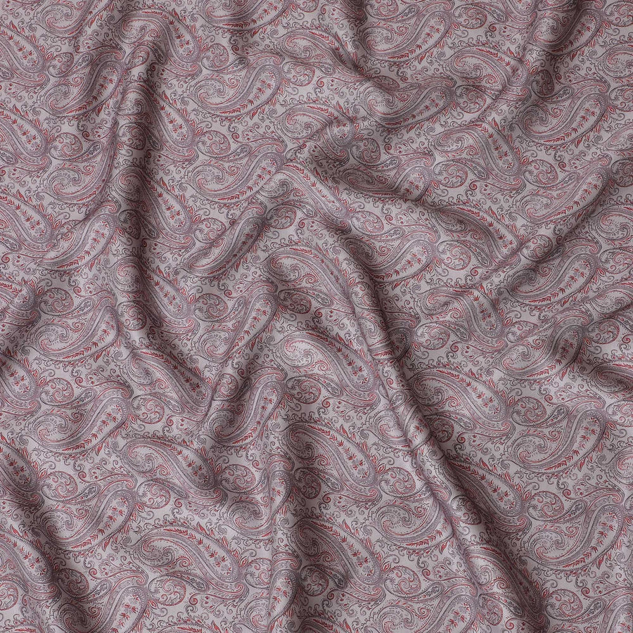 Elegant Dusty Rose Paisley Blended Cotton Lawn Fabric, Classic Design, 140 cms Width-D19177 Regal Fabrics
