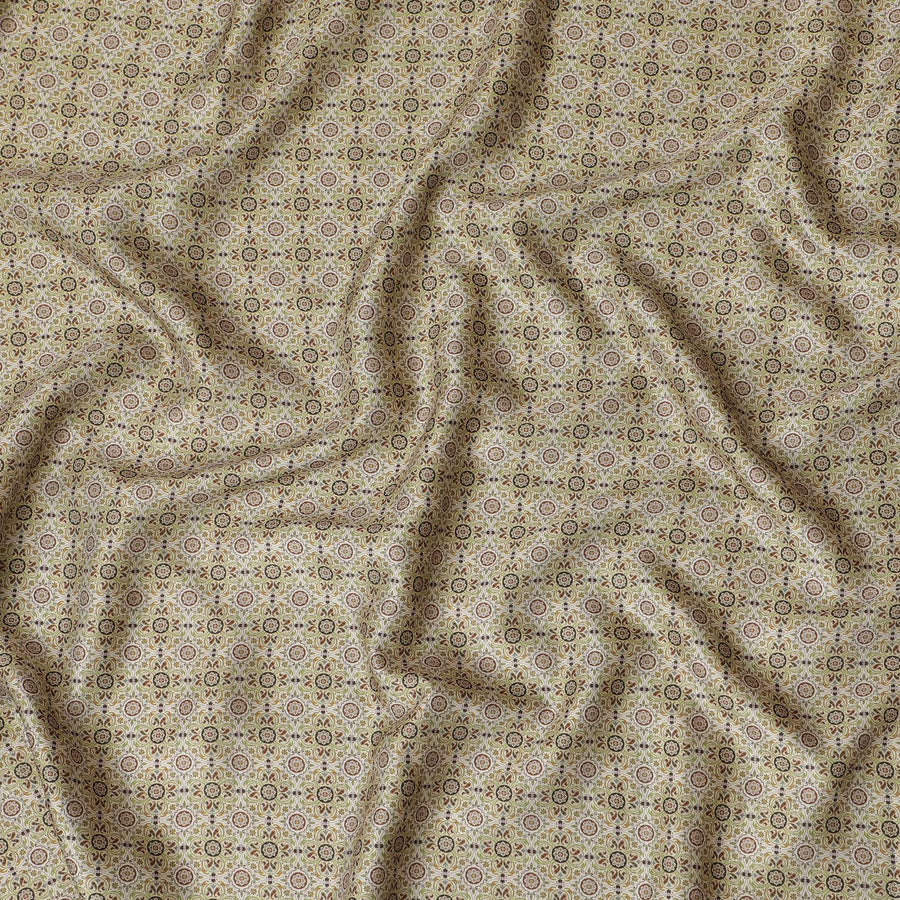 Vintage Cream Blended Cotton Lawn Fabric - Small Floral Print, 140 cms Width-D19179