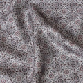 Classic Grey Blended Cotton Lawn Fabric - Intricate Red Floral Print, 140 cms Width-D19180