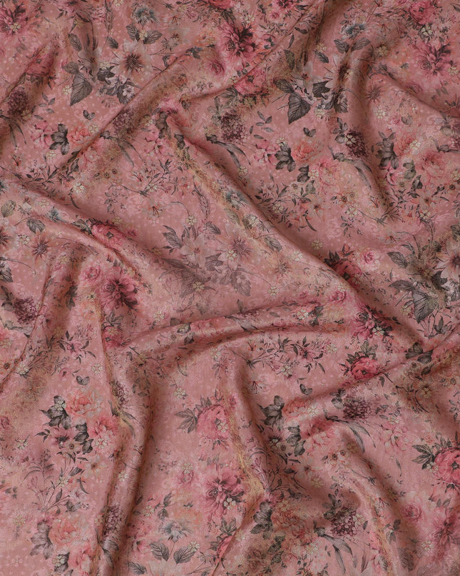 Vintage Rose Viscose Fabric with Floral Digital Print, 110 cm Wide-D19205