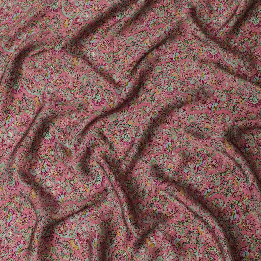 Vibrant Pink Modal Satin Fabric - Exotic Floral Pattern, 110 cms Width - Ideal for Fashion and Home Décor-D19216 Regal Fabrics