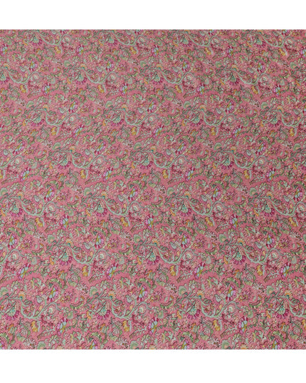 Vibrant Pink Modal Satin Fabric - Exotic Floral Pattern, 110 cms Width - Ideal for Fashion and Home Décor-D19216