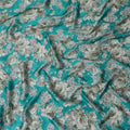 Refreshing Aqua Blue Floral Modal Satin Fabric - 110 cm Width, Luxurious Soft Material from India-D19222 Regal Fabrics