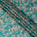 Refreshing Aqua Blue Floral Modal Satin Fabric - 110 cm Width, Luxurious Soft Material from India-D19222 Regal Fabrics