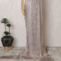 French Metallic Rose Pink Chantilly Saree Lace with Stone Work – 110 cm Width, 5.5 Meters, Made in France-D19423 Regal Fabrics