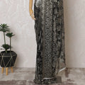 French Metallic Black Chantilly Saree Lace with Stone Work – 110 cm Width, 5.5 Meters, Made in France-D19424 Regal Fabrics