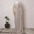 French Metallic Blush Pink Chantilly Saree Lace with Stone Work – 110 cm Width, 5.5 Meters, Made in France-D19427 Regal Fabrics