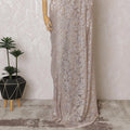 French Metallic Blush Pink Chantilly Saree Lace with Stone Work – 110 cm Width, 5.5 Meters, Made in France-D19427 Regal Fabrics