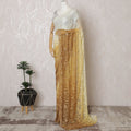 French Ombre White to Gold Chantilly Saree Lace with Stone Work – 110 cm Width, 5.5 Meters, Made in France-D19432
