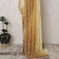French Ombre White to Gold Chantilly Saree Lace with Stone Work – 110 cm Width, 5.5 Meters, Made in France-D19432