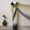 Elegant French Ombre Chantilly Saree Lace with Stone Work - Black, Grey, and Olive, 110 cm Width, 5.5 Mtrs-D19440
