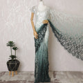 Elegant French Ombre Chantilly Saree Lace with Stone Work - Mint Green and Dark Green, 110 cm Width, 5.5 Mtrs-D19446 Regal Fabrics