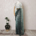 Elegant French Ombre Chantilly Saree Lace with Stone Work - Mint Green and Dark Green, 110 cm Width, 5.5 Mtrs-D19446 Regal Fabrics