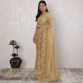 Exquisite French Metallic Chantilly Lace Saree in Gold - 5.5 Mtrs, 110 cm-D19508 Regal Fabrics