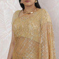 Exquisite French Metallic Chantilly Lace Saree in Gold - 5.5 Mtrs, 110 cm-D19508 Regal Fabrics