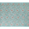 Exquisite Aqua Blue Tussar Silk Fabric with Floral Embroidery - 110 cm Wide - D19611
