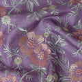 Lavender Tussar Silk Fabric with Intricate Floral Embroidery - 110 cm Wide - D19613