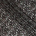 Elegant Grey Silk Organza Fabric with Black and Brown Floral Embroidery - 110 cm Wide - D19626