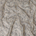 قماش أورجانزا حرير بيج أنيق مع تطريز زهور فضية - عرض 110 سم - D19628