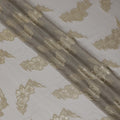قماش شيفون حرير فرنسي عاجي (فرنساوي) مع تصميم زهور لوركس ذهبي معدني، عرض 110 سم -D19734