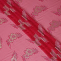 French Fuchsia Silk Chiffon (Fransawi) Fabric with Metallic Gold Lurex Floral Design, 110 cm Width-D19735