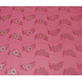French Fuchsia Silk Chiffon (Fransawi) Fabric with Metallic Gold Lurex Floral Design, 110 cm Width-D19735