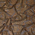 French Silk Chiffon (Fransawi) Fabric with Metallic Copper and Green Lurex Paisley Design, 140 cm Width-D19741