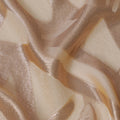 French Silk Chiffon (Fransawi) Fabric with Metallic Gold and Beige Lurex Abstract Design, 140 cm Width-D19744