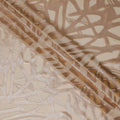 French Silk Chiffon (Fransawi) Fabric with Metallic Gold and Beige Lurex Abstract Design, 140 cm Width-D19744