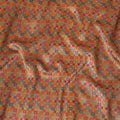 قماش حرير بروكار بتصميم هندسي برتقالي ووردي وذهبي عرض 110 سم هندي المنشأ-D19756