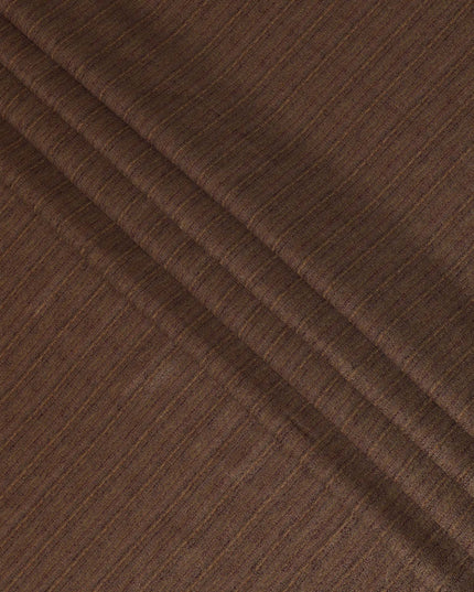 Silk Brocade Fabric with Rich Brown and Gold Striped Design, 110 cm Width, Indian Origin-D19762