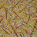 قماش كريب فيسكوز مطبوع باللونين الأصفر والأخضر الذهبي - عرض 110 سم - D20007