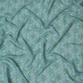 Aqua Blue and Green Paisley Viscose Crepe Printed Fabric - 110 cm Wide-D20008