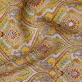 Yellow and Green Paisley Viscose Crepe Printed Fabric - 110 cm Wide-D20009