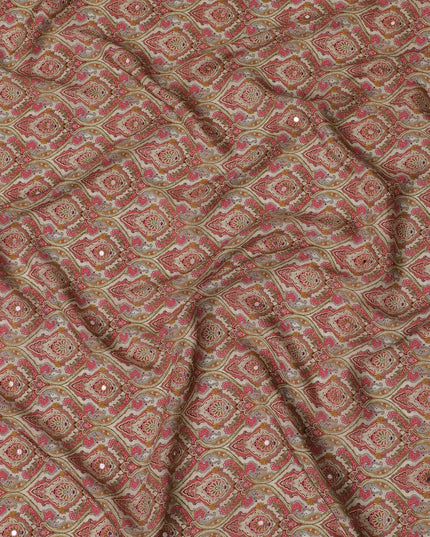 Pink and Orange Paisley Viscose Crepe Printed Fabric - 110 cm Wide-D20010