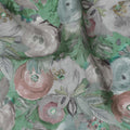 Green and Grey Floral Viscose Crepe Printed Fabric - 110 cm Wide-D20014