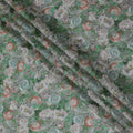 Green and Grey Floral Viscose Crepe Printed Fabric - 110 cm Wide-D20014