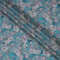 Teal and Grey Floral Viscose Crepe Printed Fabric - 110 cm Wide-D20015 Regal Fabrics