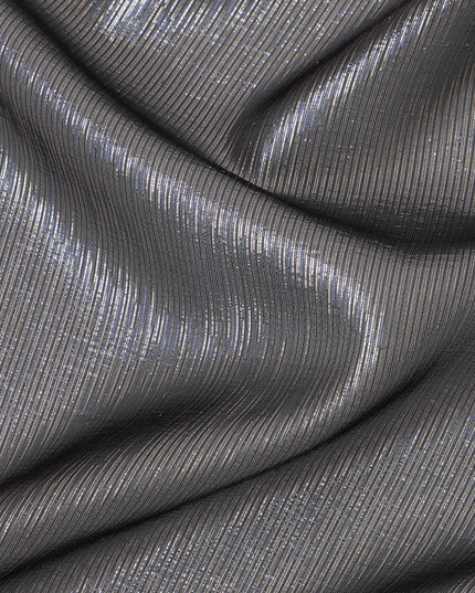 Charcoal Grey Silk Chiffon Metallic Fabric - 110 cm Wide-D20019