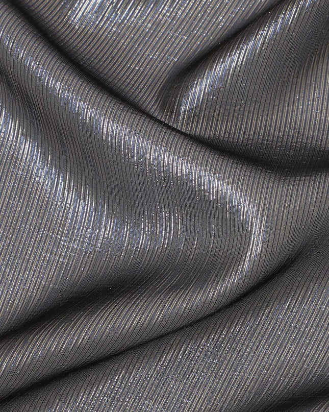 Charcoal Grey Silk Chiffon Metallic Fabric - 110 cm Wide-D20019